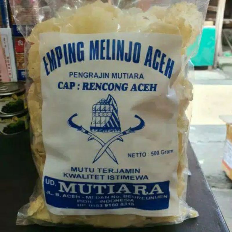 

500g Emping Melinjo Aceh Cap Rencong Kualitas Spesial Dan Istimewa.