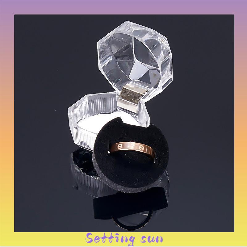 4cm * 4cm Transparan Kotak Cincin Kristal Kotak Cincin Akrilik Kotak Perhiasan Anting TN