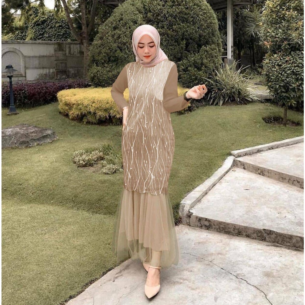 Gamis Kondangn Terbaru Wanita Sage Green Hijau Sage Dres Kondagan Zefanya Saten Dresskondangan Kombi