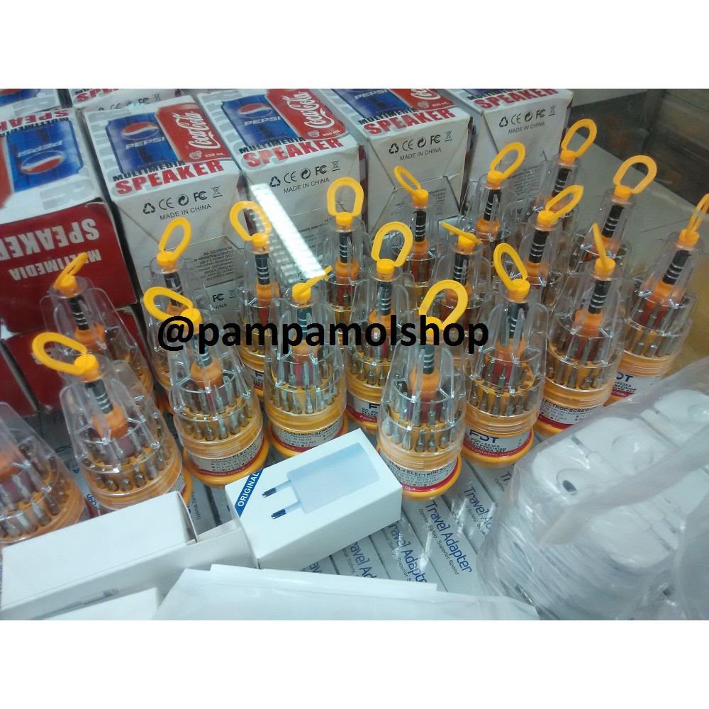 Obeng Set 31 in 1 Minus Plus Bintang Screwdriver Tambah Service Buka HP Hardware Tools Ganti Casing