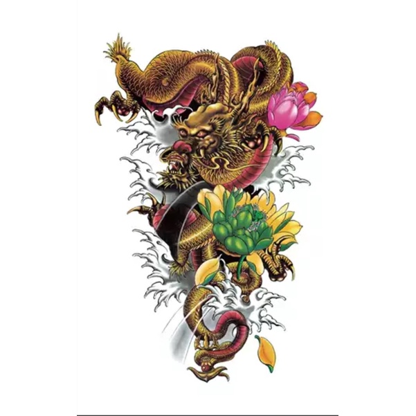 Phajeco Stiker Tato Temporary Motif 3D Seri Naga Flower LB 033 - Tato Temporer