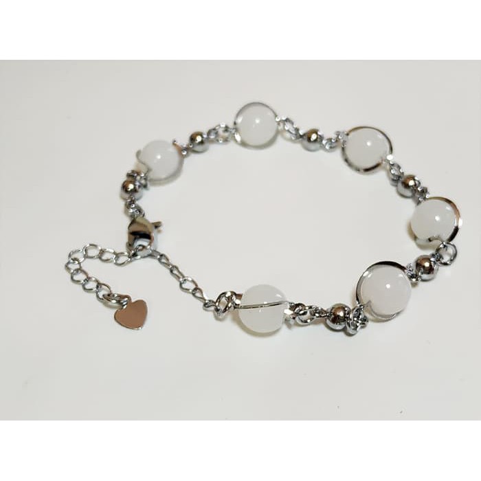 Gelang Wanita Lapis Emas 18K Batu Giok Putih