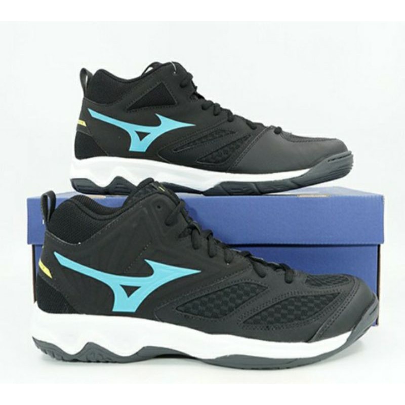 Sepatu mizuno Dynablitz mid hitam biru original