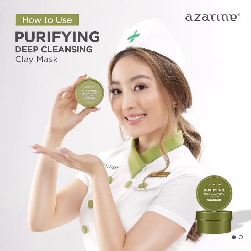 Filmood - Azarine clay mask Purifying Deep Cleansing Clay Masker wajah Charcoal Greentox Matcha Cera