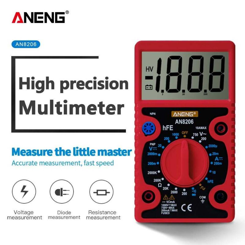 ANENG Digital Multimeter Layar Besar Voltage Tester - AN8206