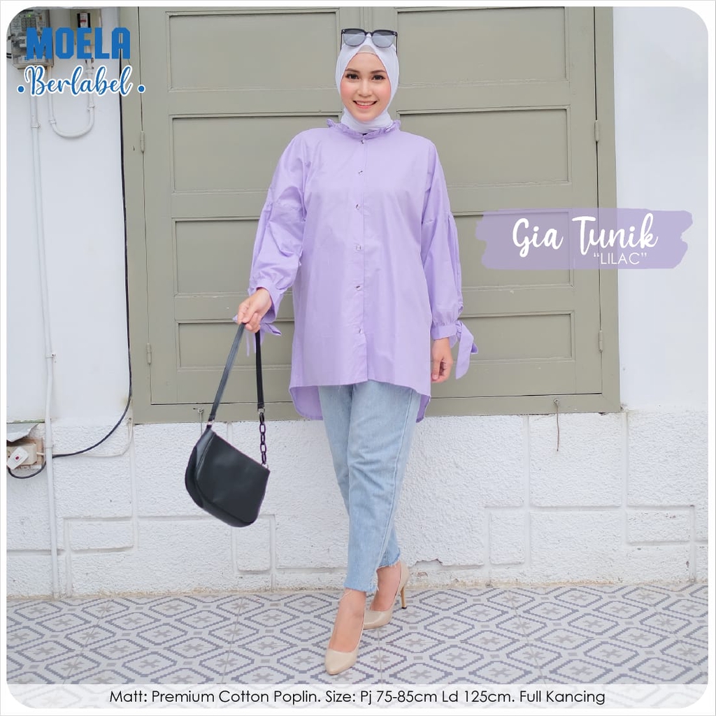 Fashion Moela Gia Ld 125cm tunik jumbo bigsize atasan wanita polos original LILAC series