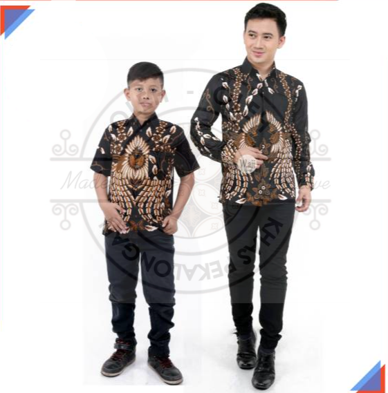 Atasan Baju Pakaian Couple Batik Pria Kemeja Hem Ayah dan Anak Laki laki Lengan Panjang Pendek Motif