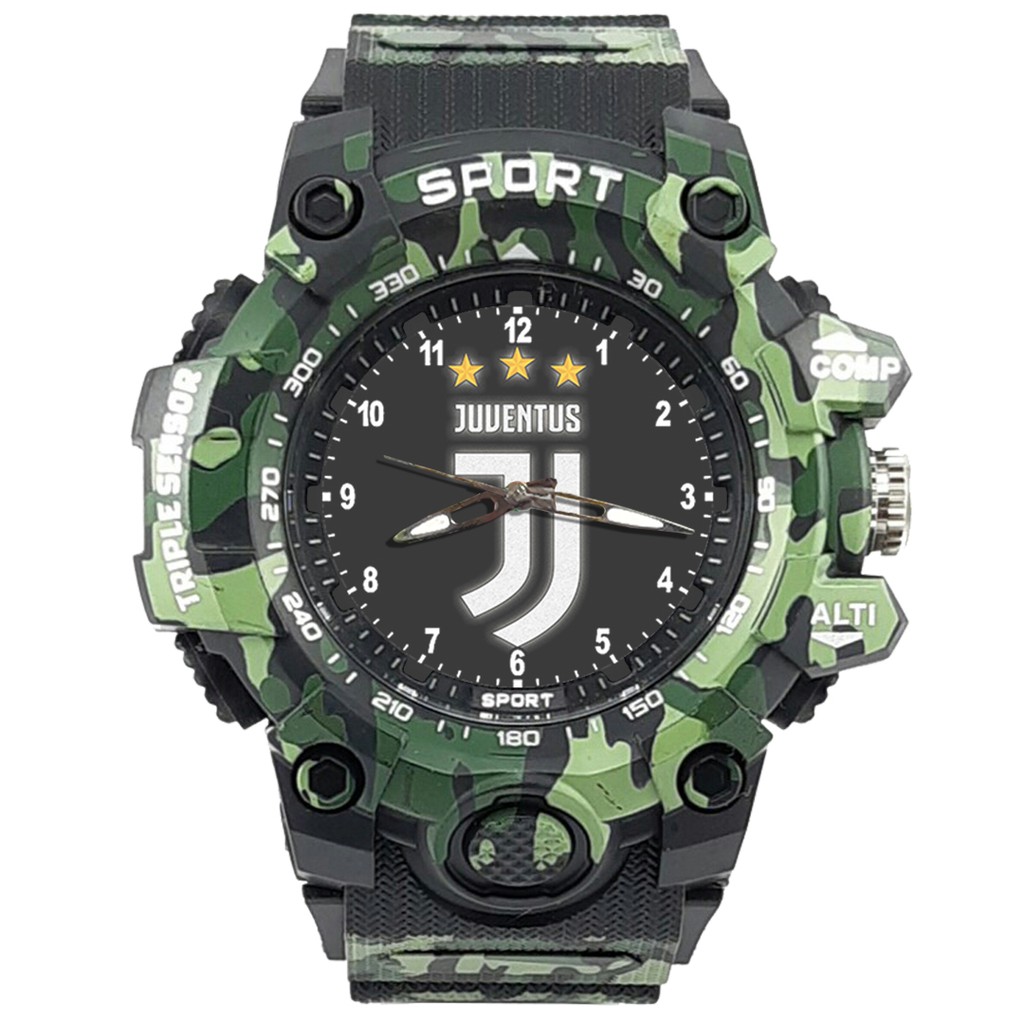 (ISTIMEWA BOSSQUE) JAM CUSTOM JUVENTUS STRAP ARMY - 5 Warna