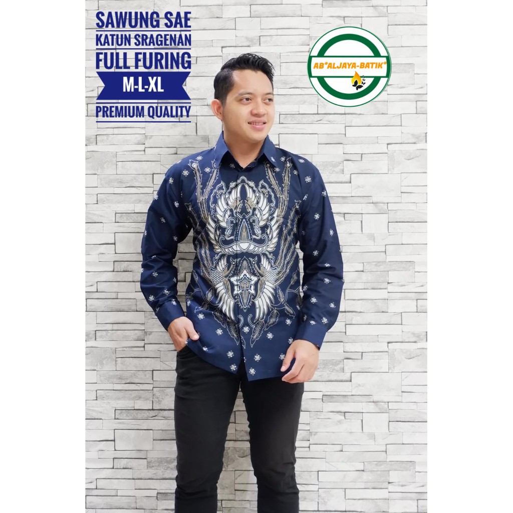 SAWUNG SAE Baju Kemeja Batik Pria Solo Premium Modern Lengan Panjang Katun FULL FURING Aljaya