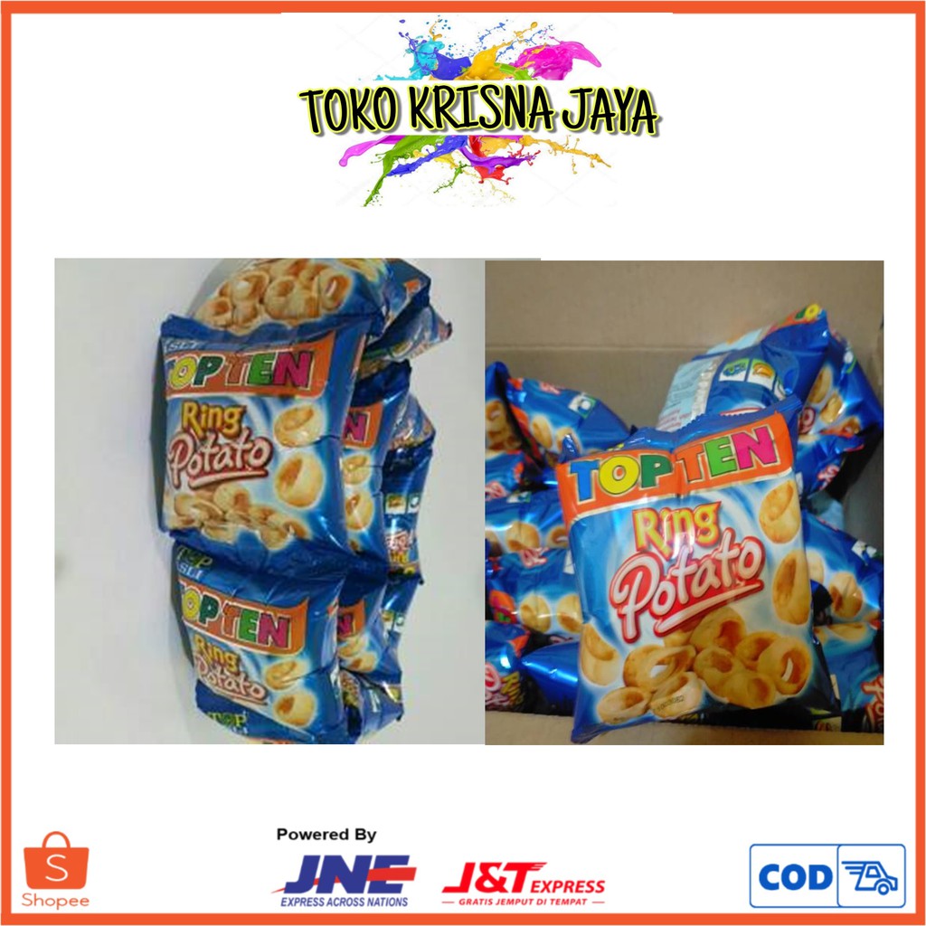 

SNACK JADUL TOP TEN RING KEMASAN 1 RENCENG ISI 10 PCS X 8 GR