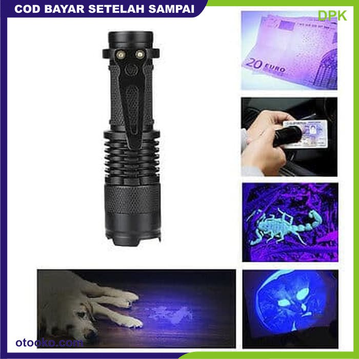 Paket Senter LED Cree Q5 395nm UV Money Detector Uang Palsu Forensik