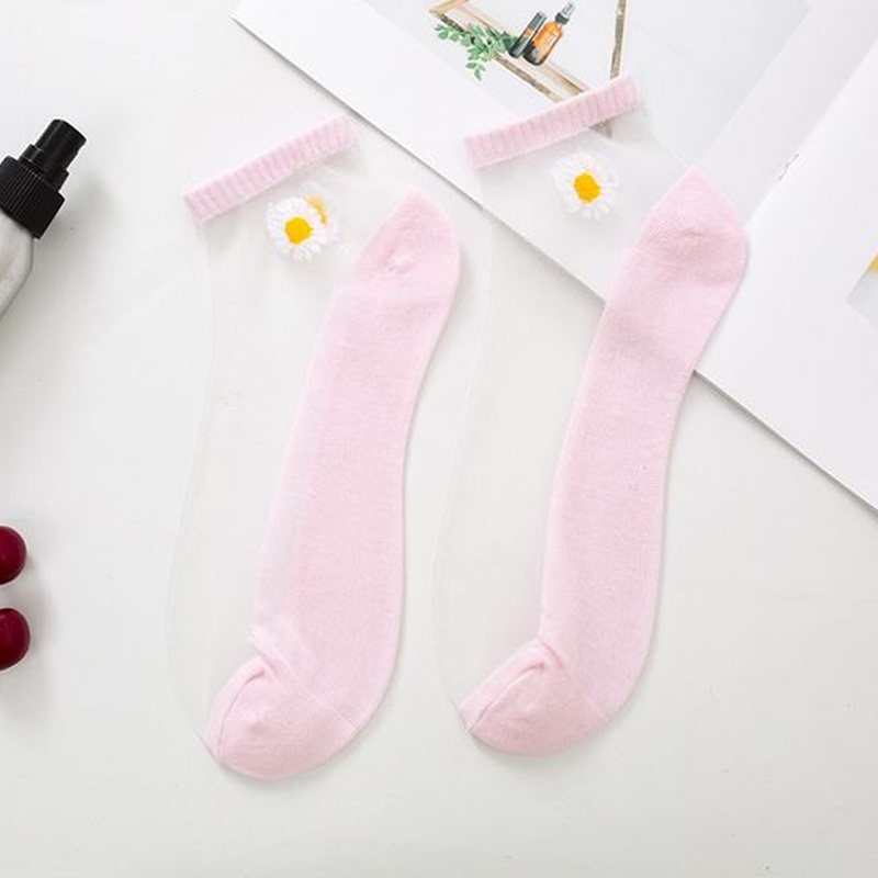 GANNISE - Kaos Kaki Polos Panjang Diatas Mata Kaki Kaoskaki Office Olahraga Fashion KK0007-KK0001 PINK