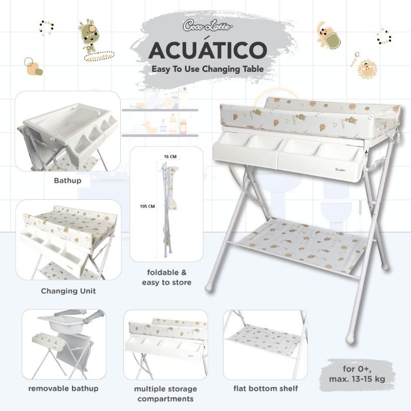 Cocolatte CL 6990 Acuatico Easy To Use Changing Table / Bak Mandi Bayi Berdiri Baby Bathup Baby Tafel