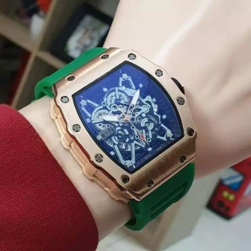 Jam Tangan Pria Richard Mile RM 7181 Bahan Rubber Tanggal Aktif - Free Box Batre Cadangan Original