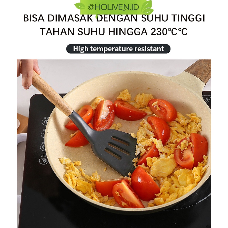 Holiven Spatula Sutil Sodet Capitan Jepitan Scraper Whisk Sendok Utensil Centong Alat Masak Dapur-2