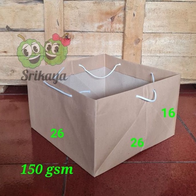 

PAPER BAG POLOS KRAFT NASI BOX - 26 X 26 X 16 -- 1 LUSIN