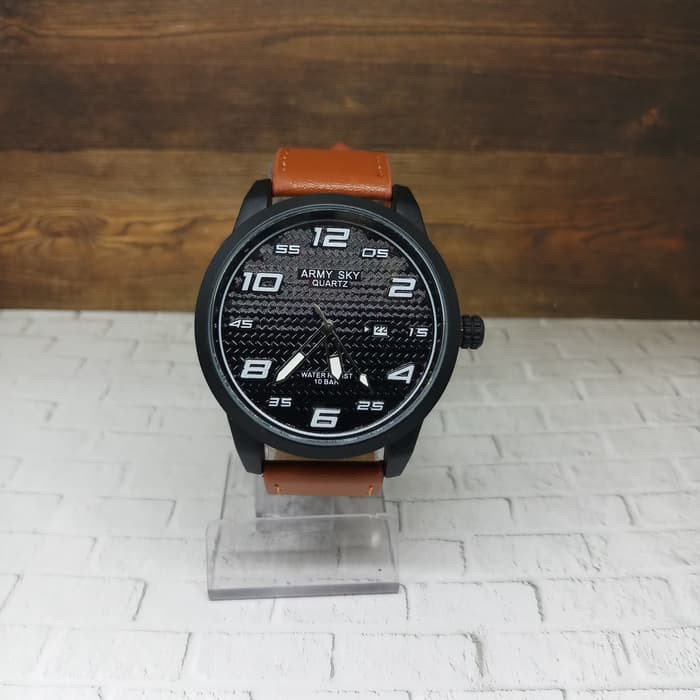 Unik Jam Tangan Pria Army Sky Kulit Tanggal Murah