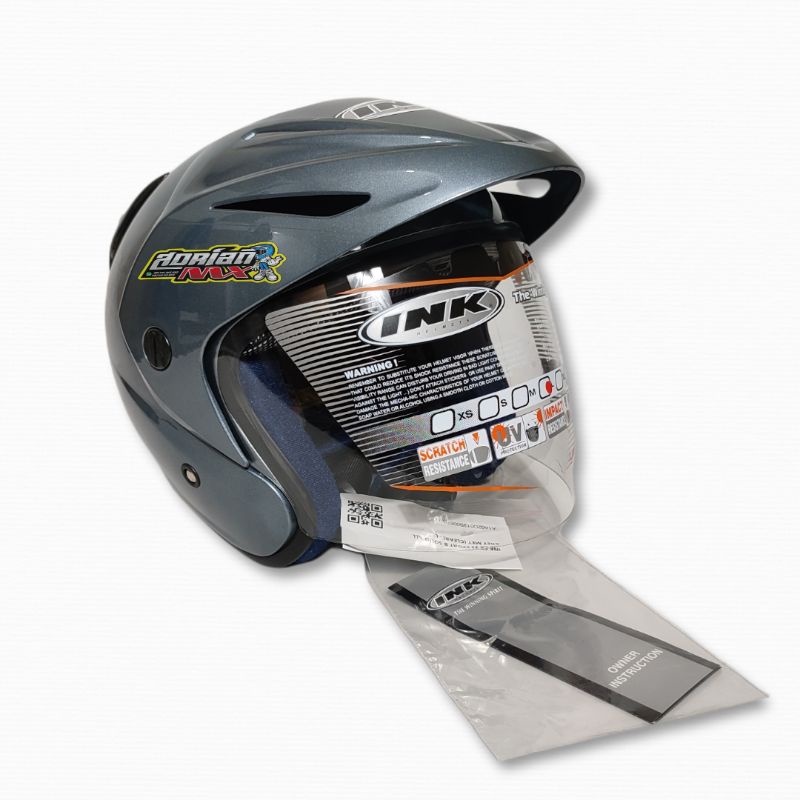HELM INK CX 22 ORIGINAL SOLID ALL GREY HELM INK CX22 POLOS ABU ABU MUDA HELM INK TOPI ORI GARANSI