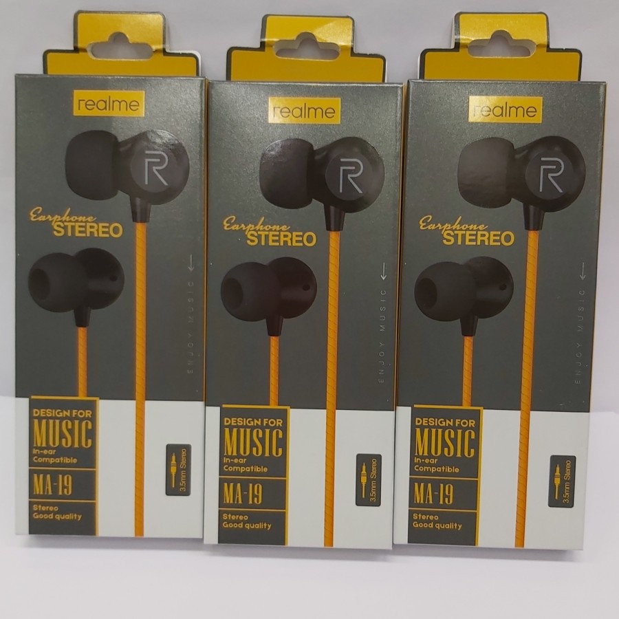 HEADSET HANDSFREE REALME + MIC MA-19 STEREO EARPHONE MA19