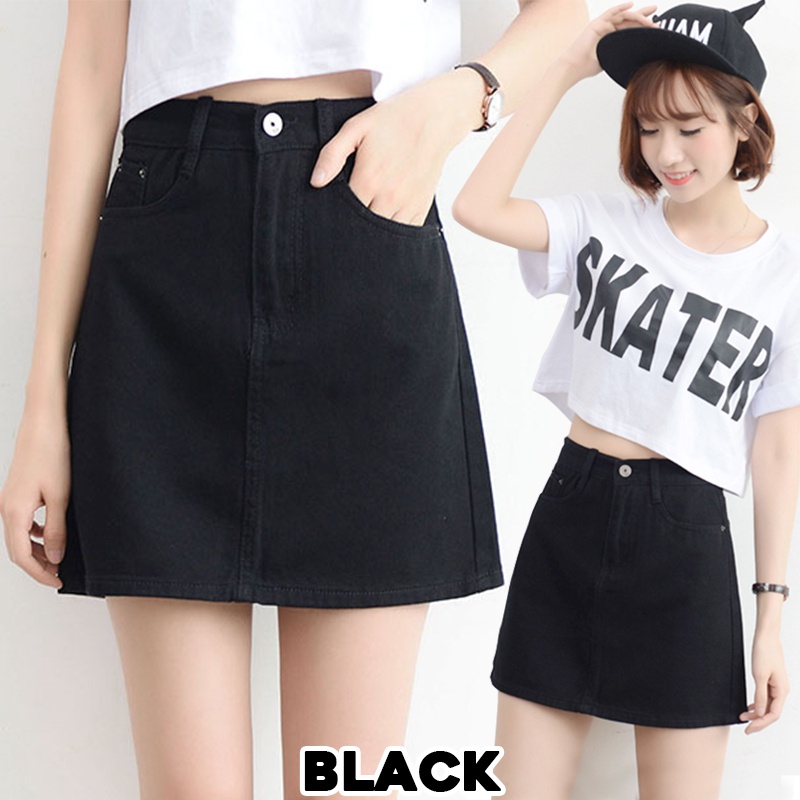 KARAKOREA 6153 Momoland Denim Skirt Rok Jeans Rok Mini Rok Pendek/Rok jeans wanita/Rok Jeans Korea/Rok wanita