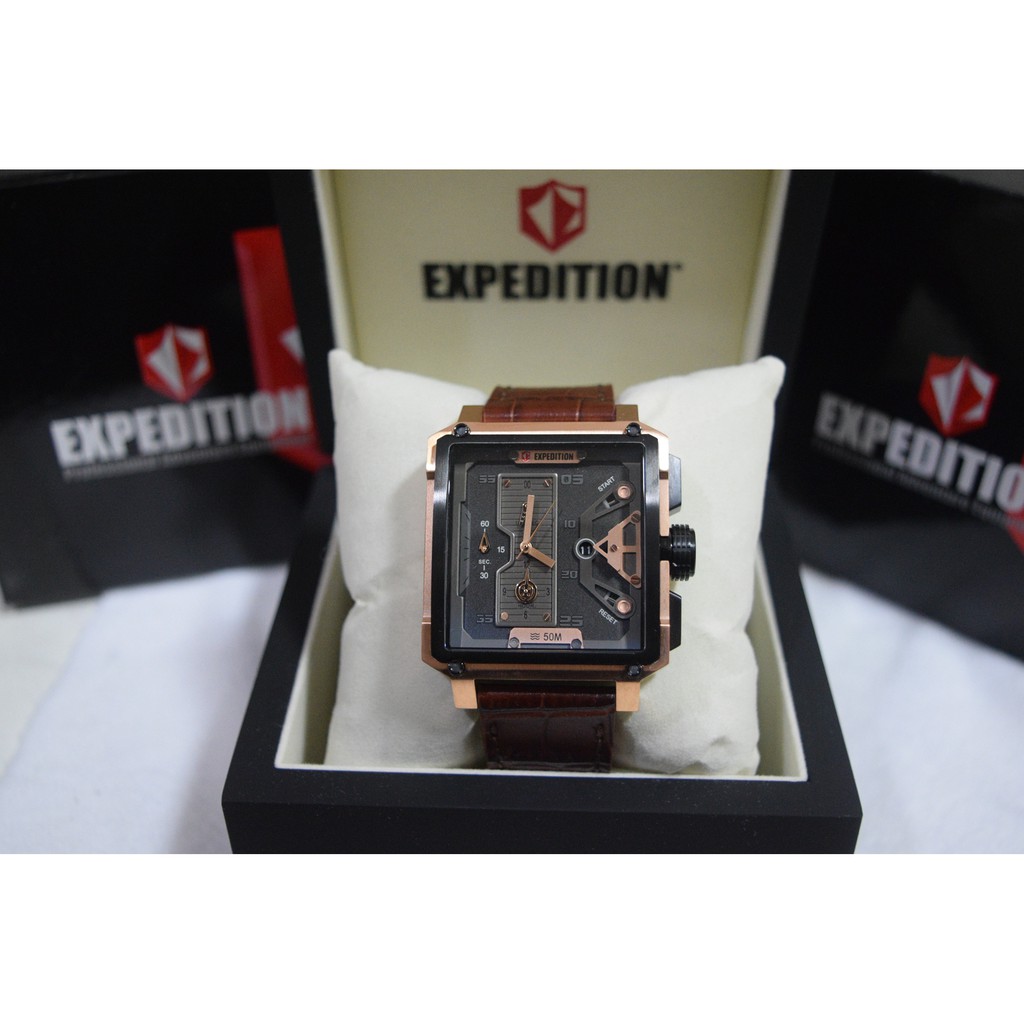 Expedition E6695 Rose Gold Black Leather Brown For Men Original