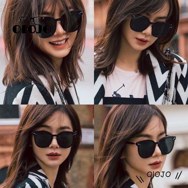 Kacamata Matahari Mode Retro Cat Eye Sunglasses Retro Kacamata Unisex Hitam Sunglasses UV Melindungi OLOJO