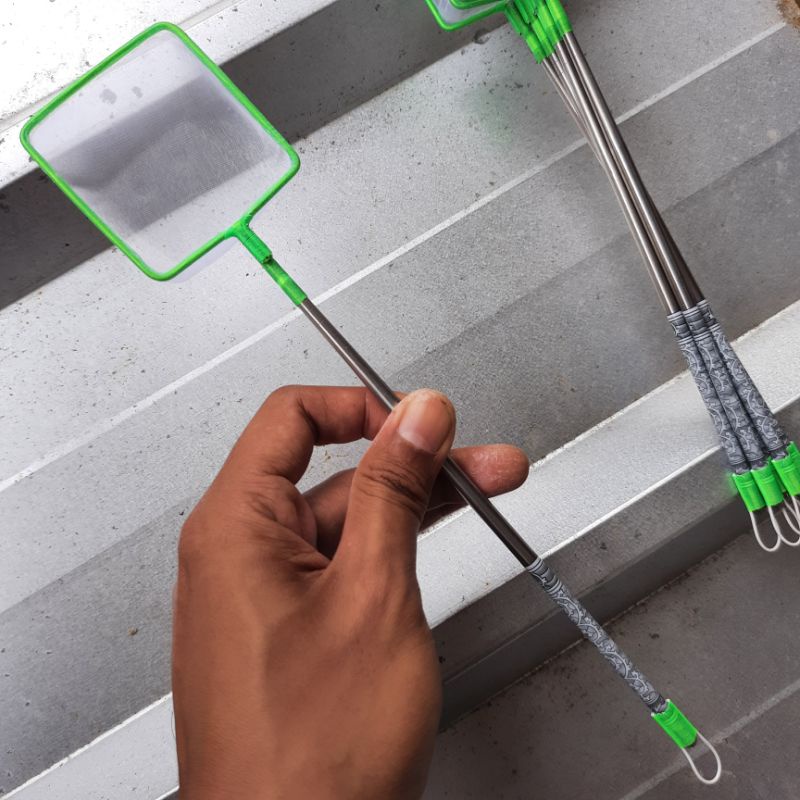 seser/serok ikan hias kecil kotak 6cm gagang stainless