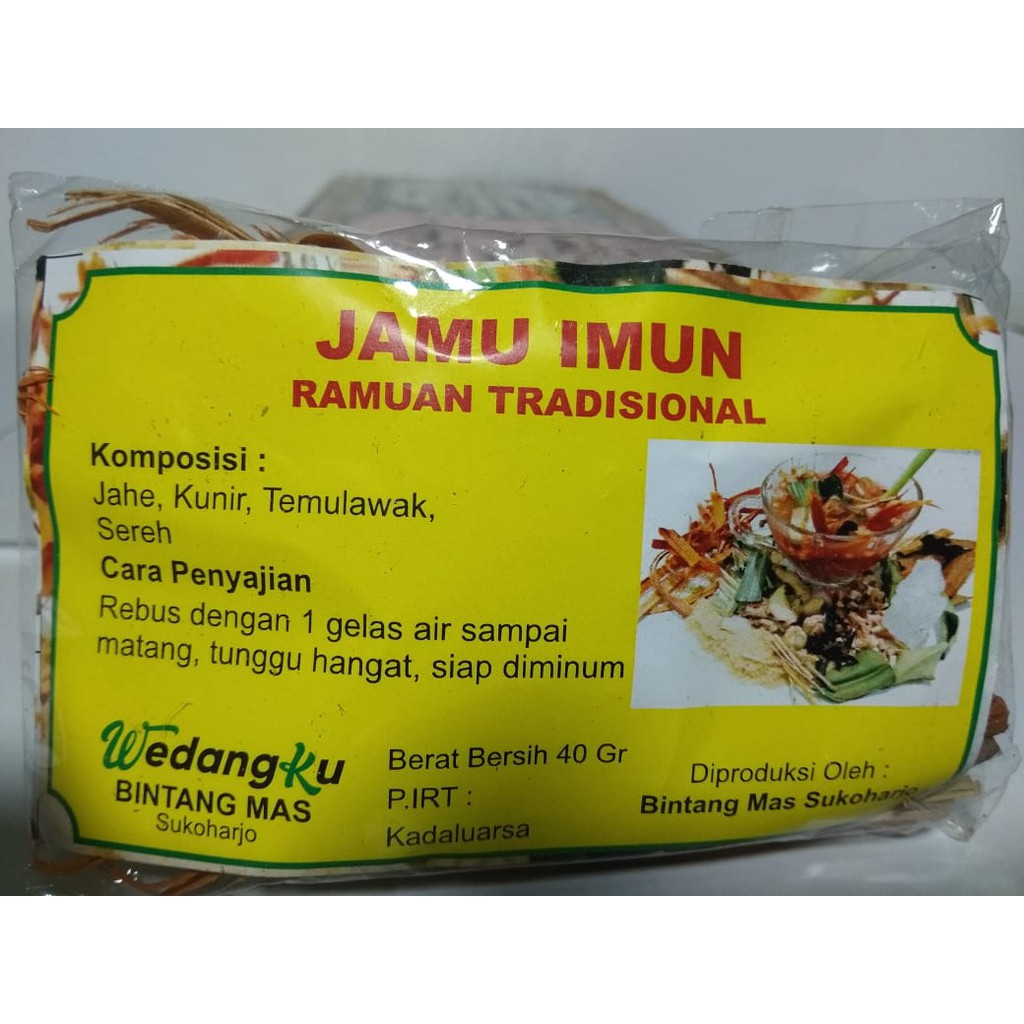 

Aneka Snack Jamu Imun Ramuan Tradisional Siap Seduh 10 Sachet Kemasan 400 gram