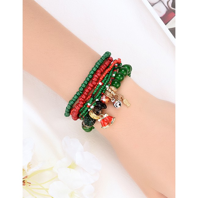 LRC Gelang Tangan Fashion Color Christmas Multi-layer Bracelet D18683
