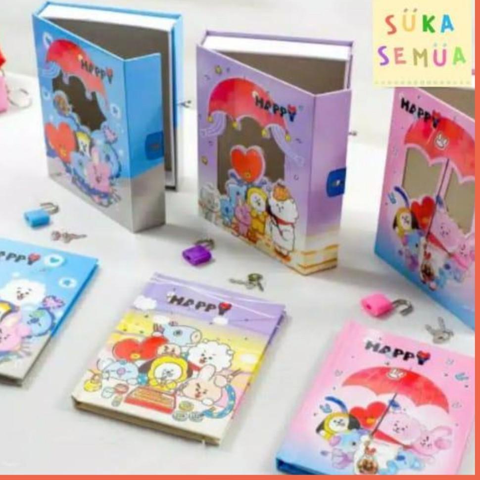 

[PRODUK V8DTR] Buku Diary BT21 - BTS dalam box + gembok // Note Book Notebook Buku Catatan Harian Hardbox Tebal Dengan Kunci KPop Army Bangtan Lucu Imut Bagus Karakter Chimmy Tata Cooky Koya - warna pink biru ungu - COD ( Bandung ) LPY