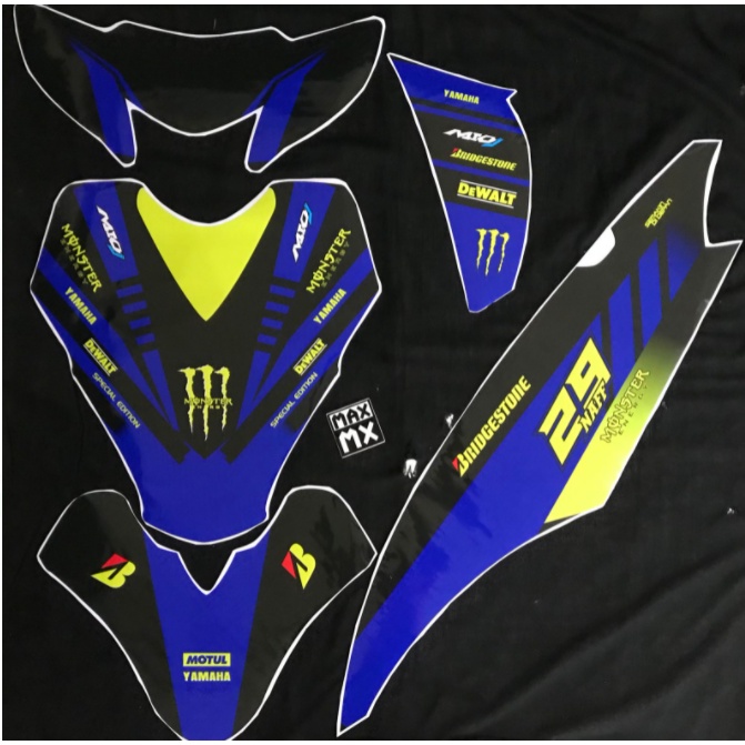 Decal Stiker mio j Dekal Variasi Stiker Striping Custom Fullbody biru hitam