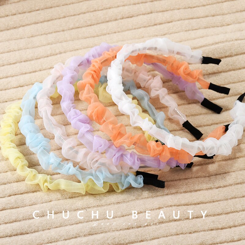 OVERFLOWS.ID  Bando Organza Kerut Scrunchie Import Ala Korea Headband Lucu Murah