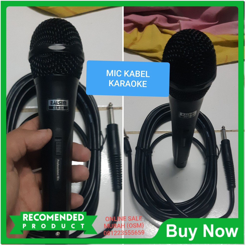 ORIGINAL ealsem suara emas dynamic Microphone mic mik pro karaoke mikrophone musik music kabel cable audio sound vokal vocal professional panggung dj studio asli golden ori  BISA DIGUNAKAN KE SEGALA ALAT AUDIO 1XMIC 1XKABEL 4-5METER  Mic EALSEM ES-606 htt