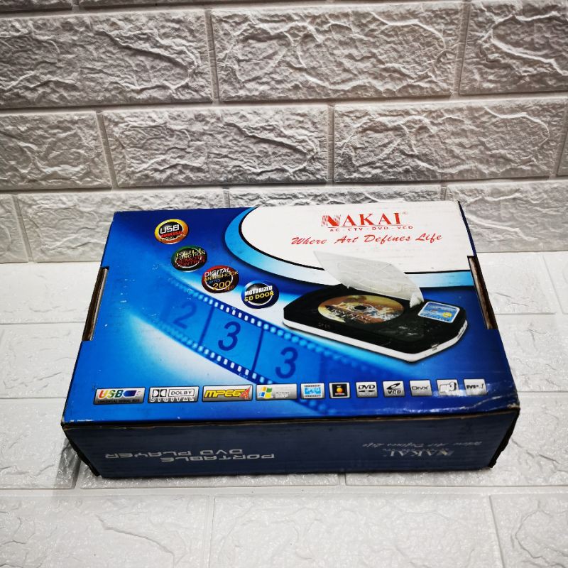 NAKAI PORTABLE MINI DVD PLAYER USD MP3 MP4 MPEG4 CD VCD DIVX BARANG BARU STOK LAMA BUKAN BEKAS MURAH