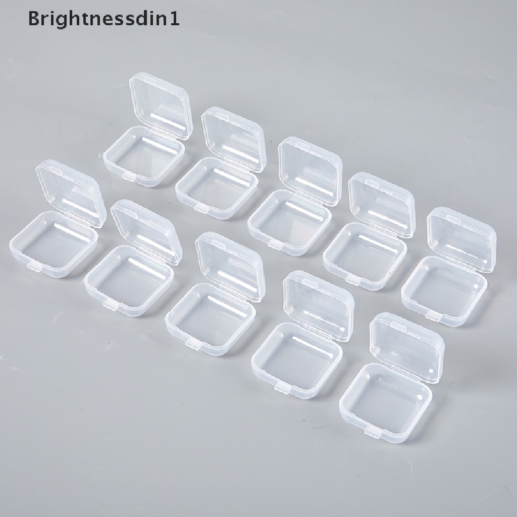 10 Pcs Kotak Penyimpanan Perhiasan Anting Cincin Mini Bahan Plastik Transparan