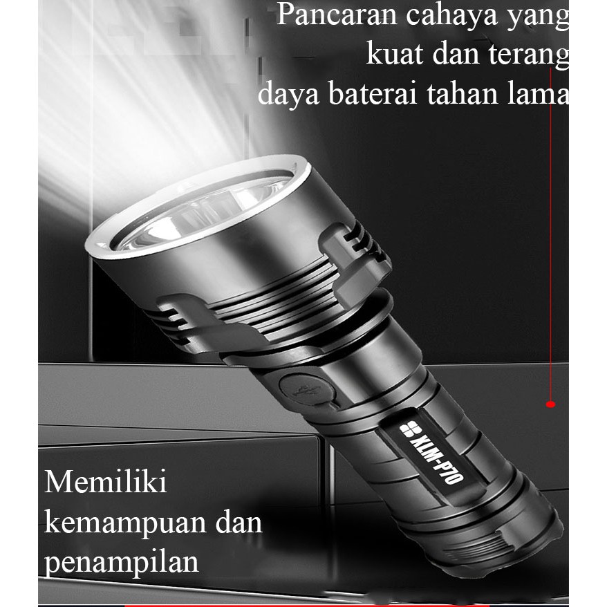 Lampu Senter Led Super Terang dan Waterproff Quality Premium Daya Baterai 26650 7200Mah Li-ioon