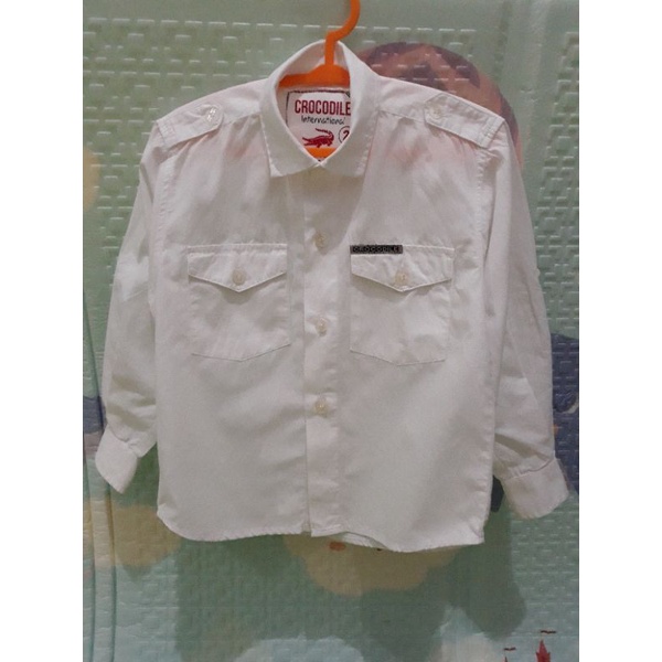(preloved) Baju kemeja putih lengan panjang anak size 2 merk crocodile