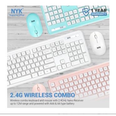 Keyboard mouse nyk wireless 2.4ghz usb bundle combo 2in1 membrane 104 keys optical 1600dpi k-10 k10