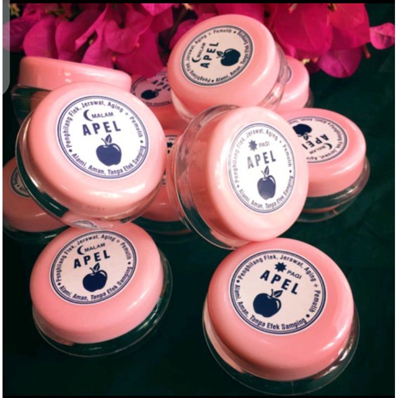 skincare cream bedak pemutih pelembab siang malam alami apel
