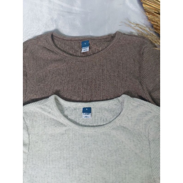 OLD N*VY COZY BRUSHED RIB KNIT TOP-ORIGINAL