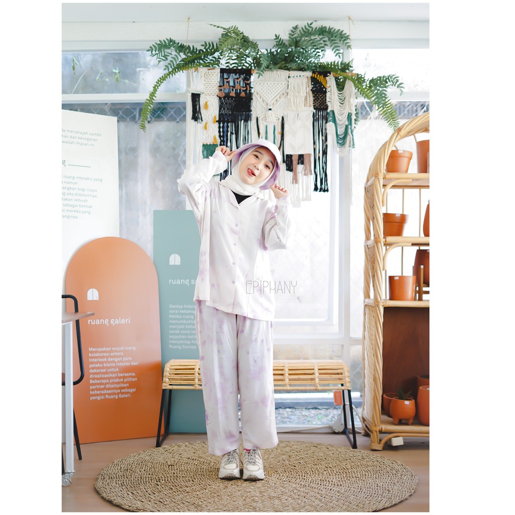 Borahae Long -  Tie Dye Jumputan Lilac Lavender Ungu Baju Tidur Wear Epiphany