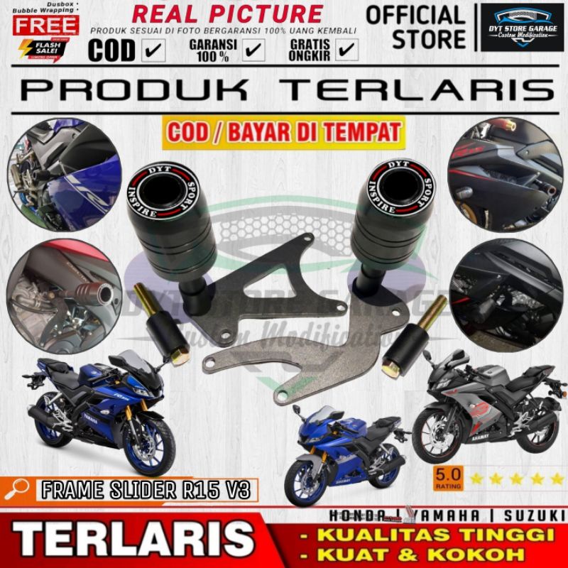 Bracket Frame slider pengaman fairing bodi yamaha R15 V3 New - MT25 - Vixion R - Xabre | Variasi Mot
