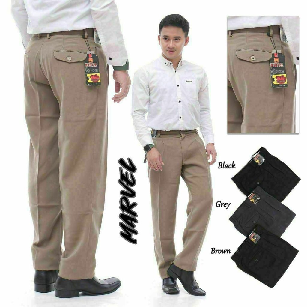 Celana Kerja Pria Kantor Size 27 - 42 Bahan Kain Ukuran Standar Dan Jumbo Reguler