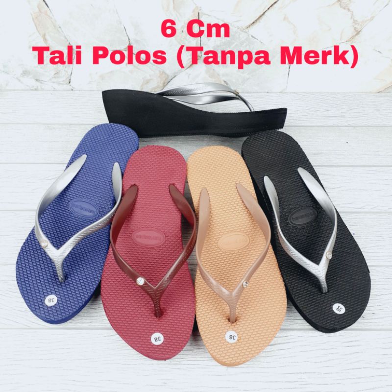 Haveianas Wedges Sandal Jepit Wanita Spon Spons Sendal Japit Polos Cantik Murah Tali Karet Cewek Perempuan Colorful Simple Empuk Kualitas Super Bali 5cm