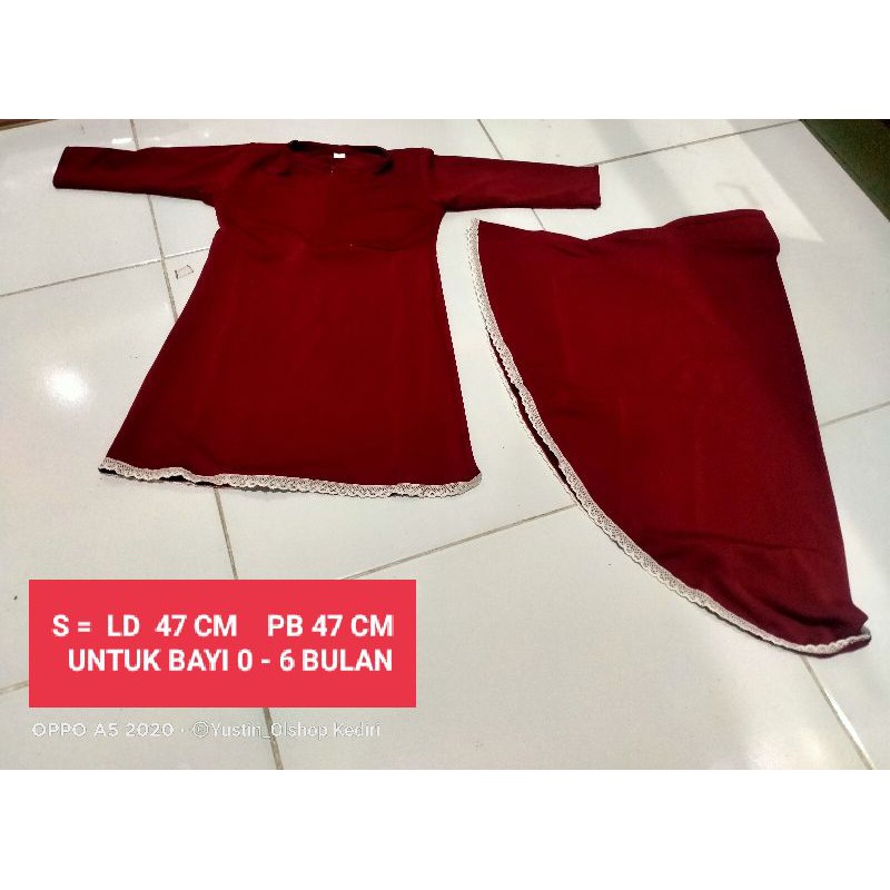 Gamis bayi + kerudung bahan jersey / bahan adem / gamis anak