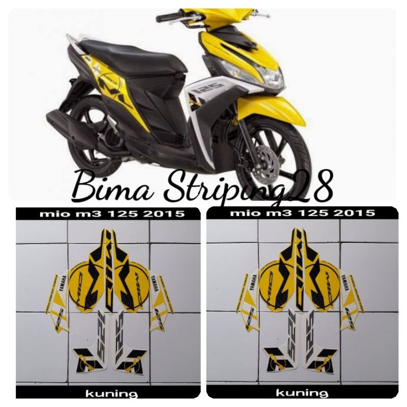 Stiker Striping lis body motor mio m3 125 2015 kuning full set