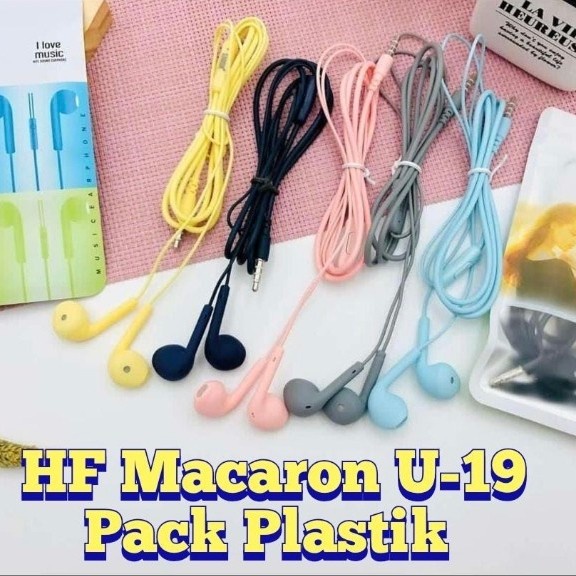 Headset universal 3.5mm MACARON U19 handphone mantul harga pabrik