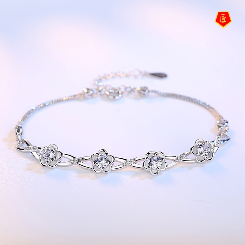 [Ready Stock]Elegant Vintage Flower Diamond Bracelet