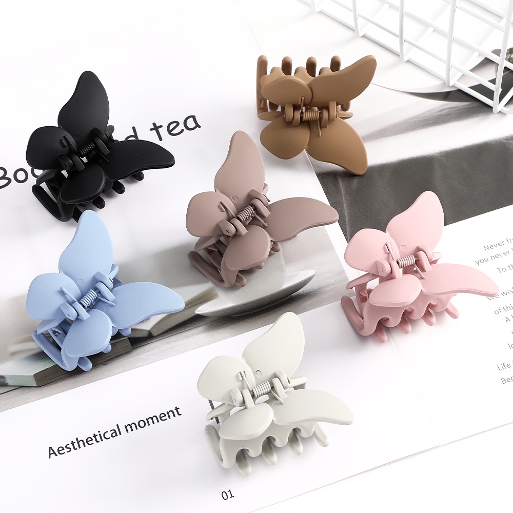 Jepit Rambut Model Butterfly Claw Mini Warna Solid Gaya Korea Untuk Wanita