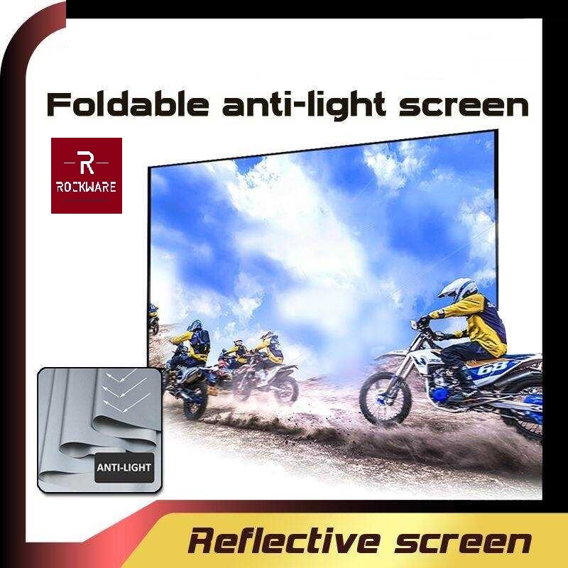 ROCKWARE 60/70/80/100/120-inch Anti-Light Reflective Projector Screen - Layar Proyektor Terbaik dengan Anti-Light Reflective